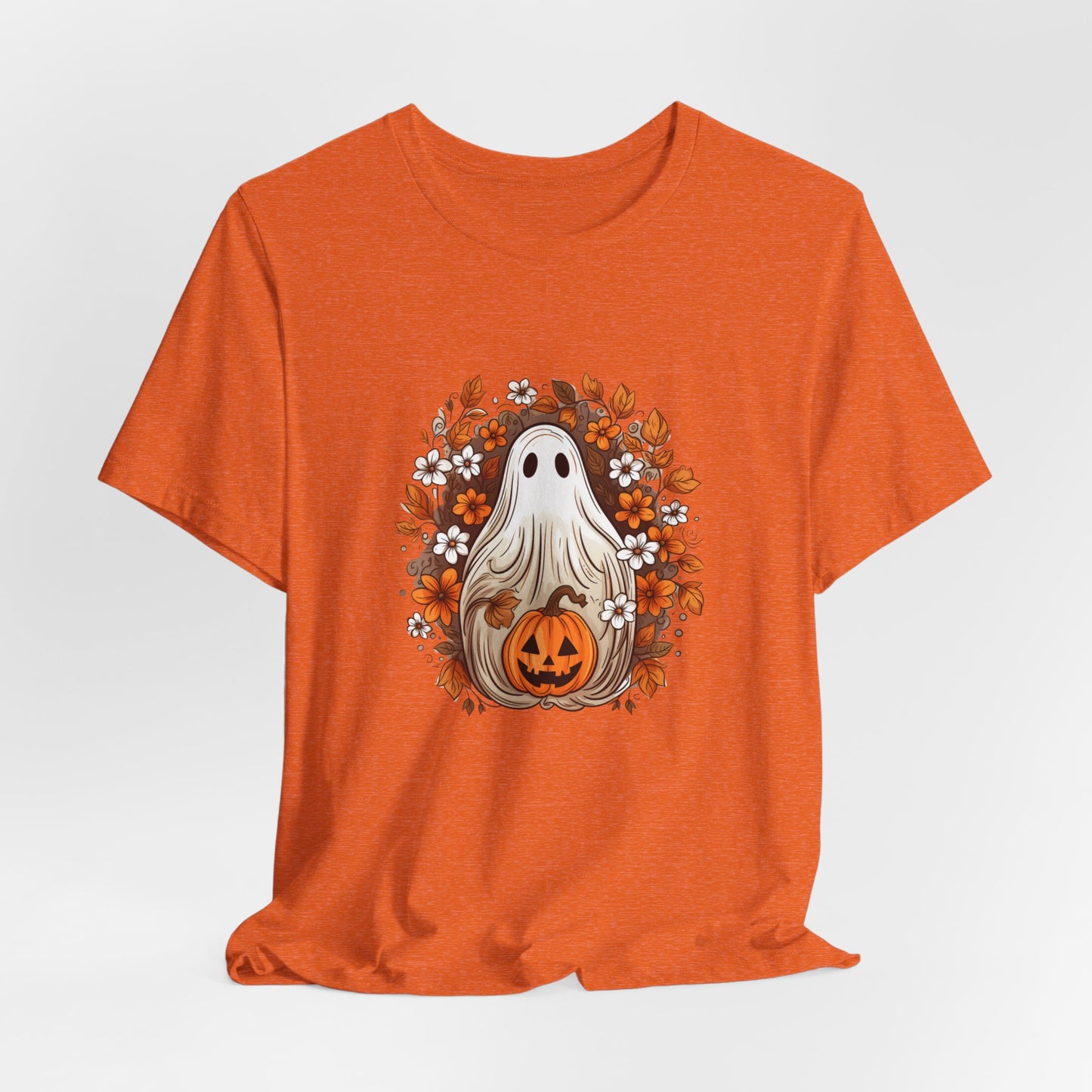 Cute Ghost Pumpkin Halloween Fall Short Sleeve Tee