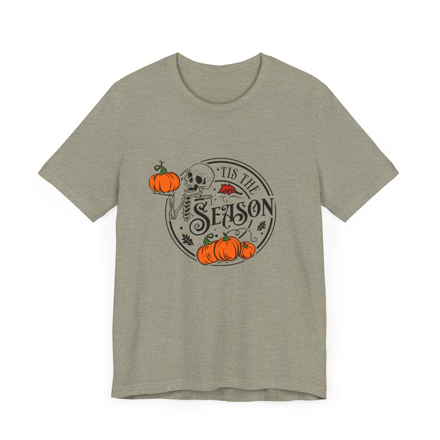 Tis the Season Halloween Skeleton Pumpkin Short Sleeve Tee