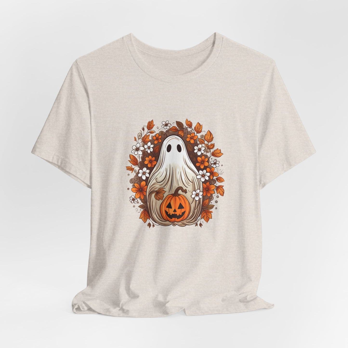 Cute Ghost Pumpkin Halloween Fall Short Sleeve Tee