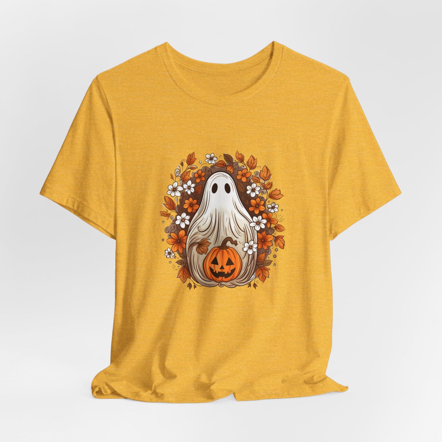 Cute Ghost Pumpkin Halloween Fall Short Sleeve Tee