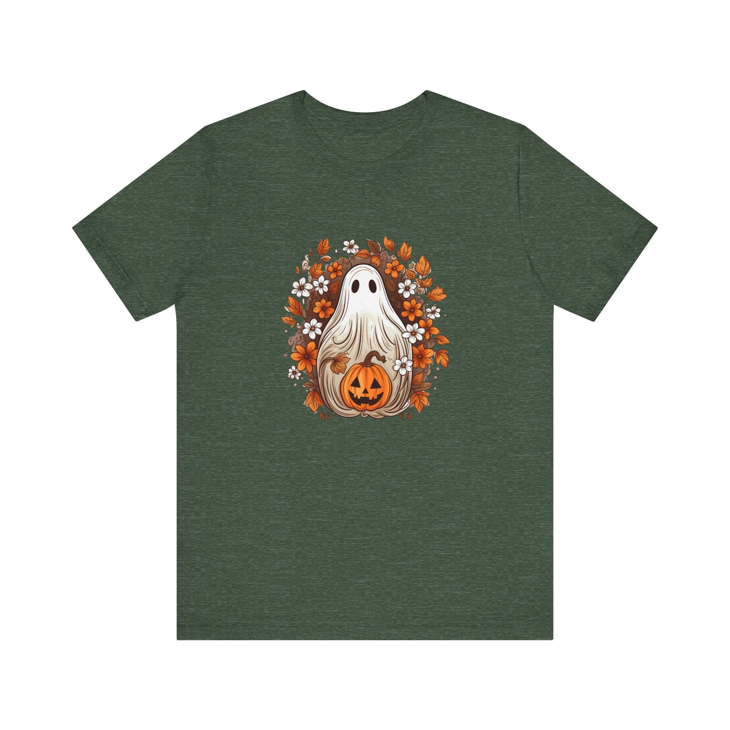 Cute Ghost Pumpkin Halloween Fall Short Sleeve Tee