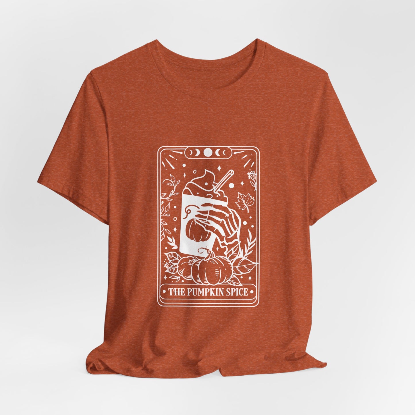 The Pumpkin Spice Tarot Style Skeleton Short Sleeve Tee