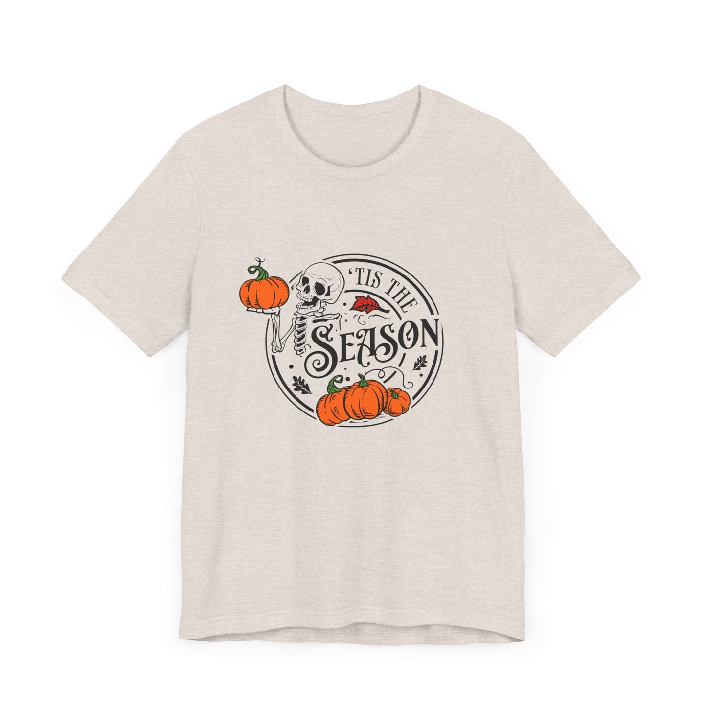 Tis the Season Halloween Skeleton Pumpkin Short Sleeve Tee