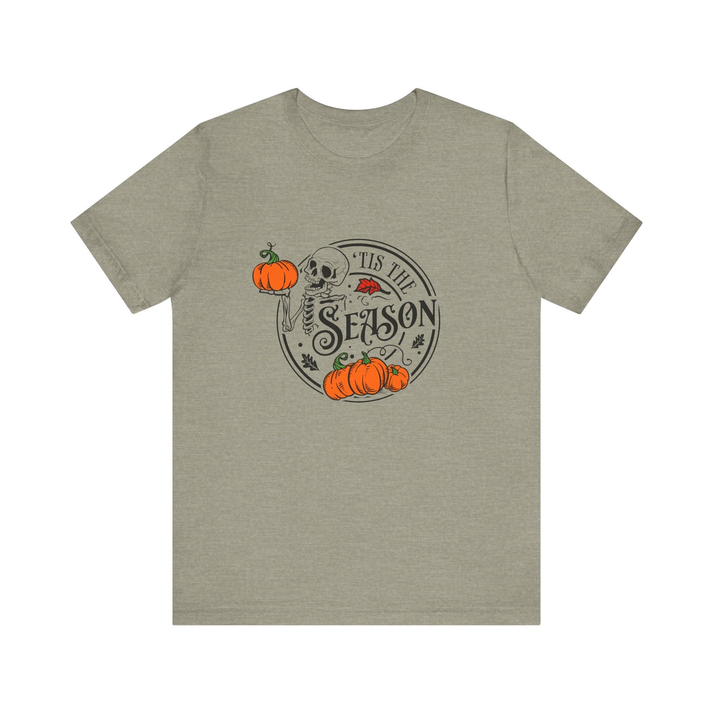 Tis the Season Halloween Skeleton Pumpkin Short Sleeve Tee