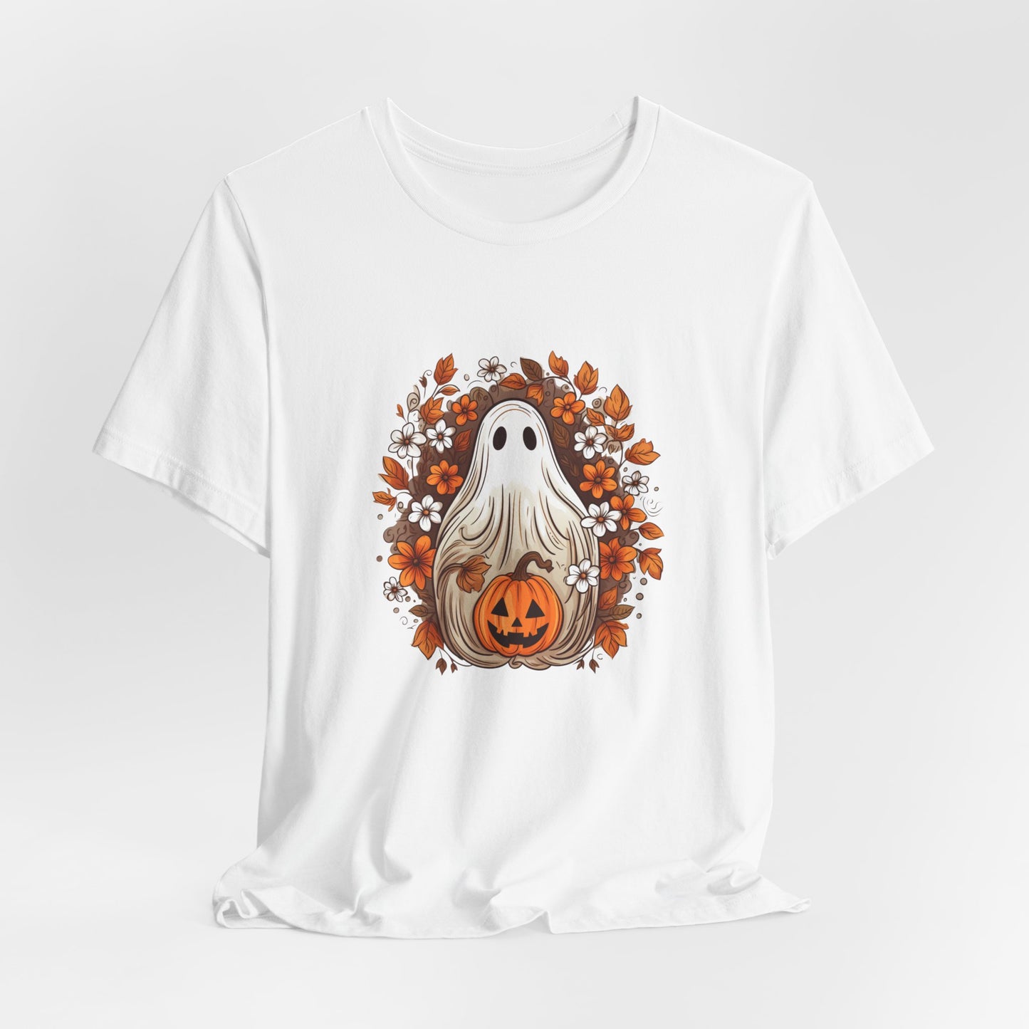 Cute Ghost Pumpkin Halloween Fall Short Sleeve Tee