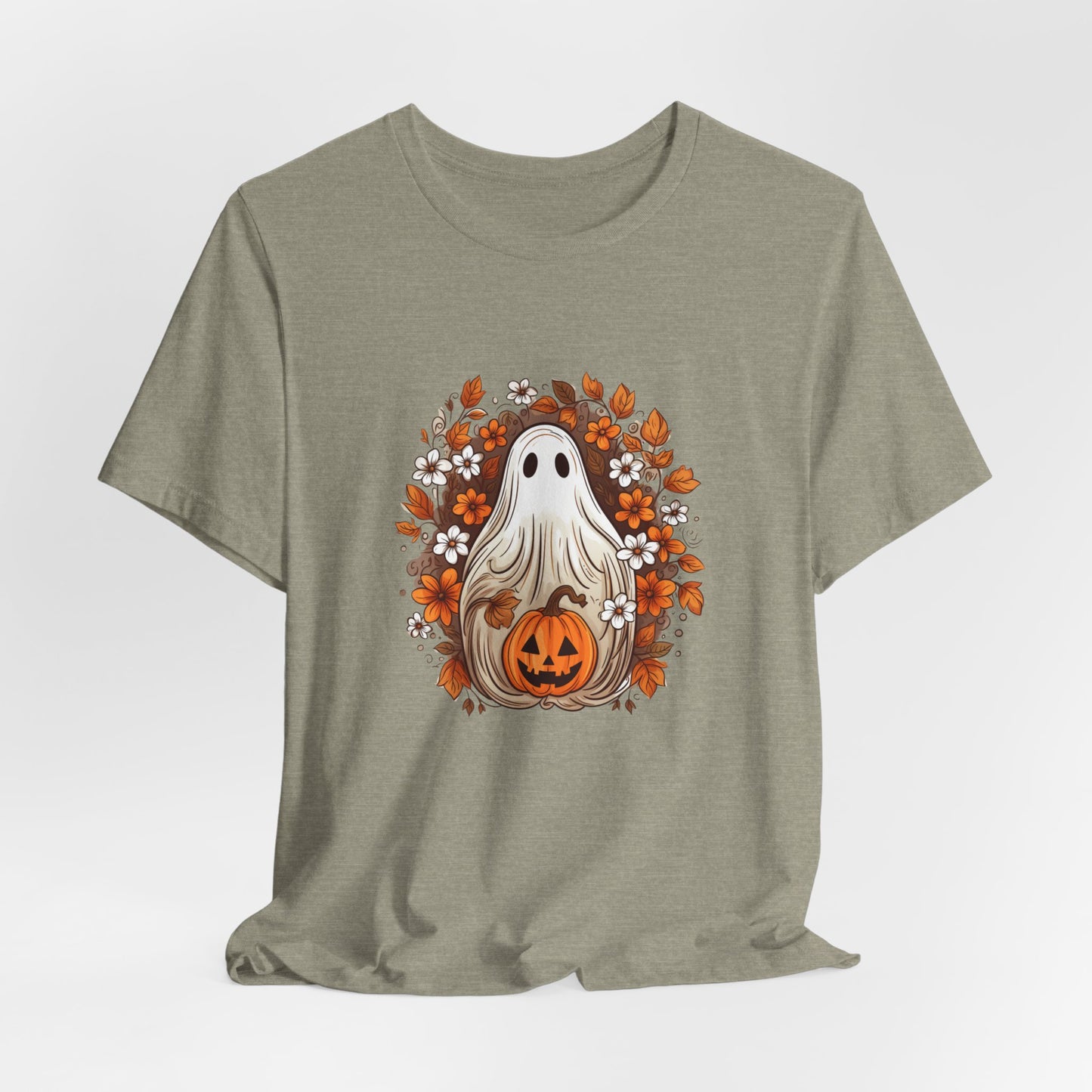 Cute Ghost Pumpkin Halloween Fall Short Sleeve Tee