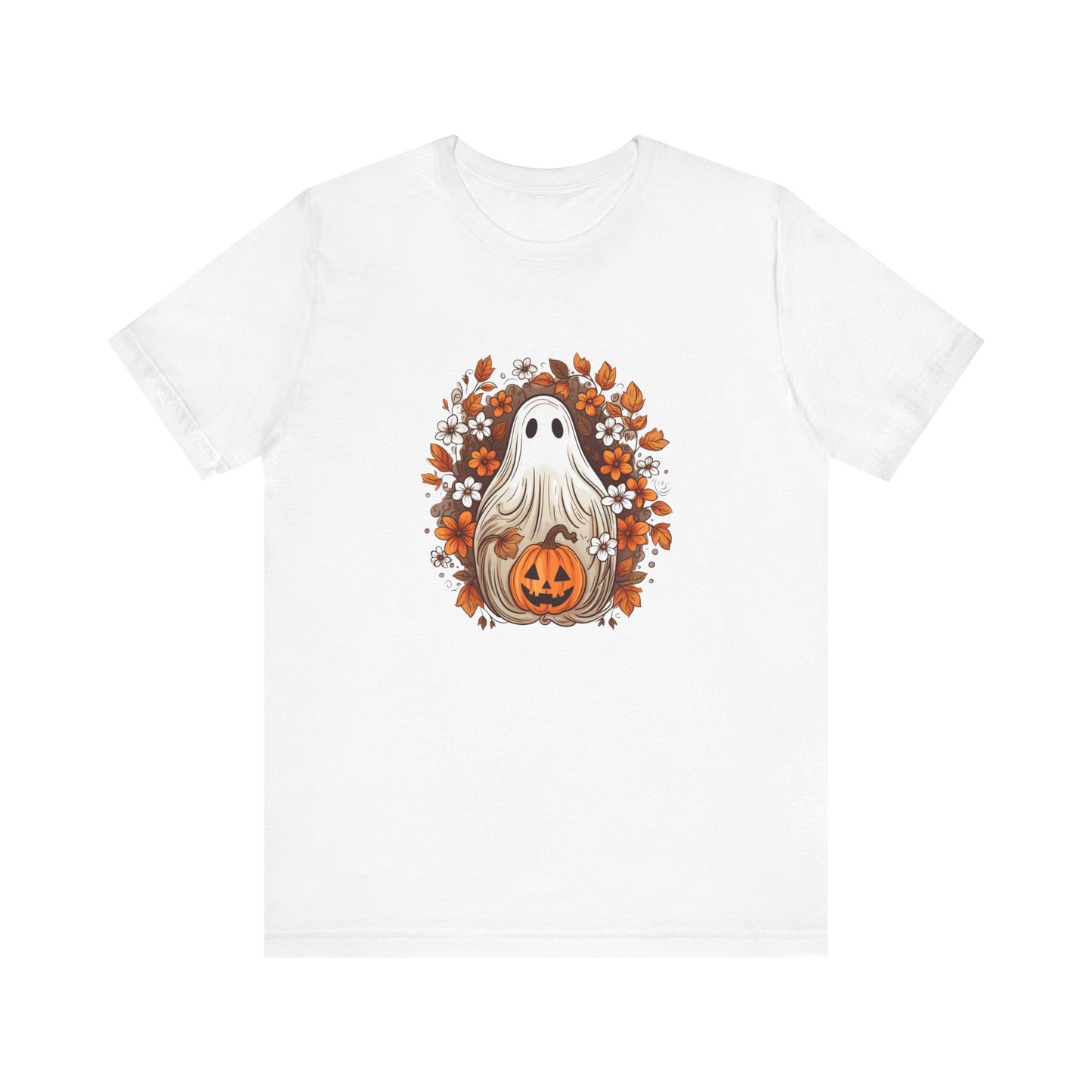 Cute Ghost Pumpkin Halloween Fall Short Sleeve Tee