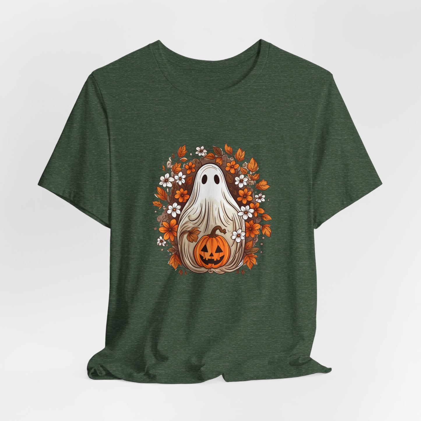 Cute Ghost Pumpkin Halloween Fall Short Sleeve Tee