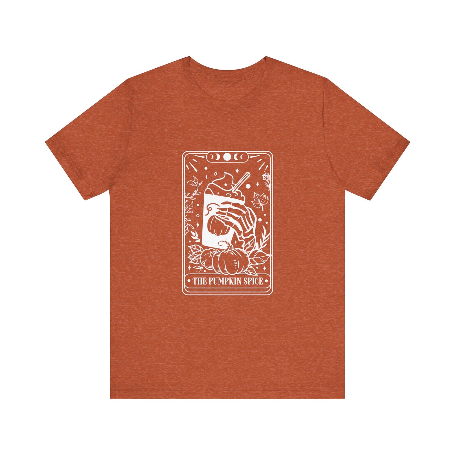 The Pumpkin Spice Tarot Style Skeleton Short Sleeve Tee