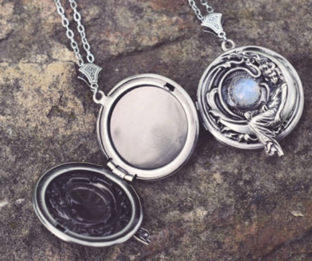 Moonstone Moon Goddess Photo Locket Necklace