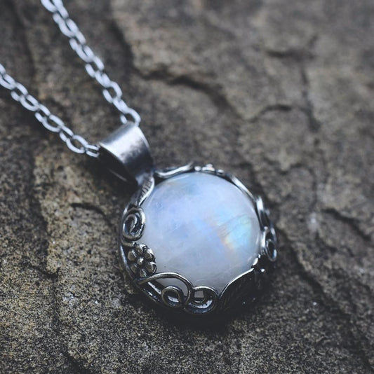 Moonstone Floral Framed Necklace