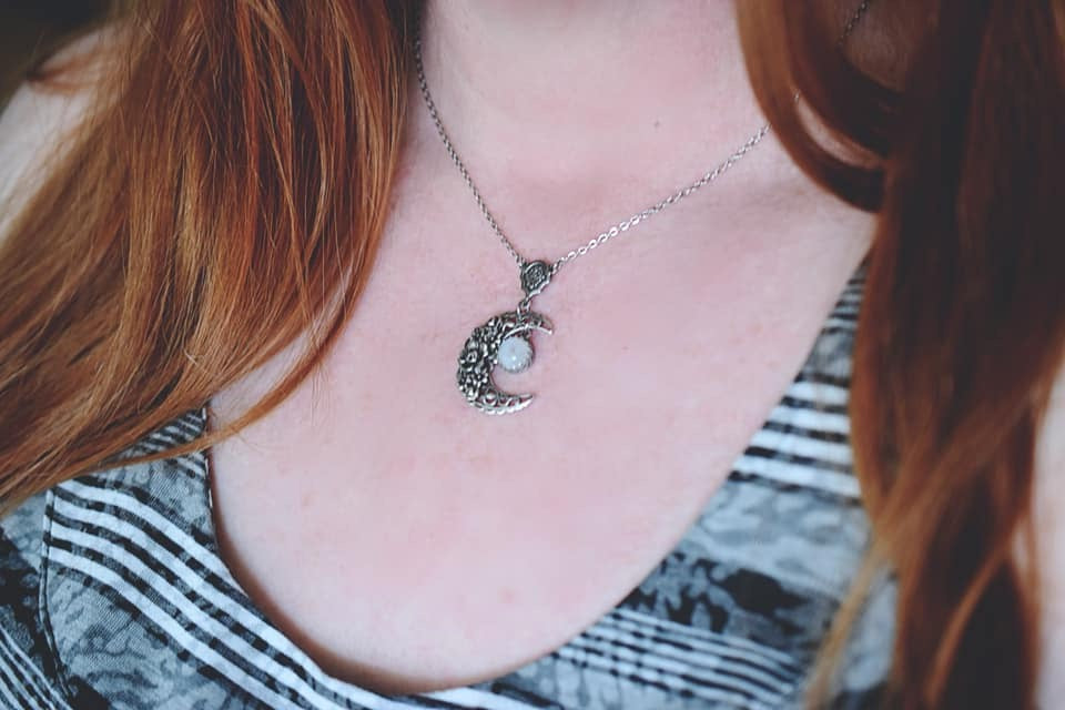 Amethyst Floral Moon Necklace